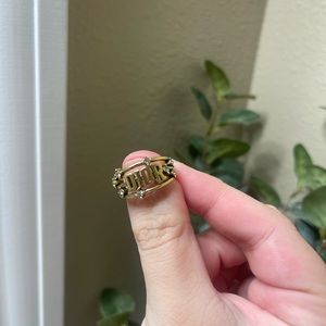 DIOR metal ring with white crystals